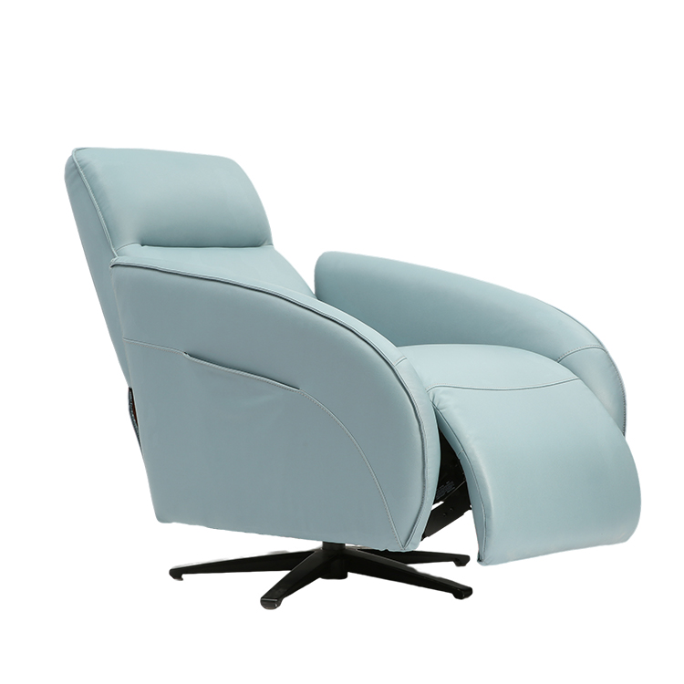Light Blue Multi-angle Adjustment Manual Push Back Rotating Indoor Chaise Lounge Chair LE3017