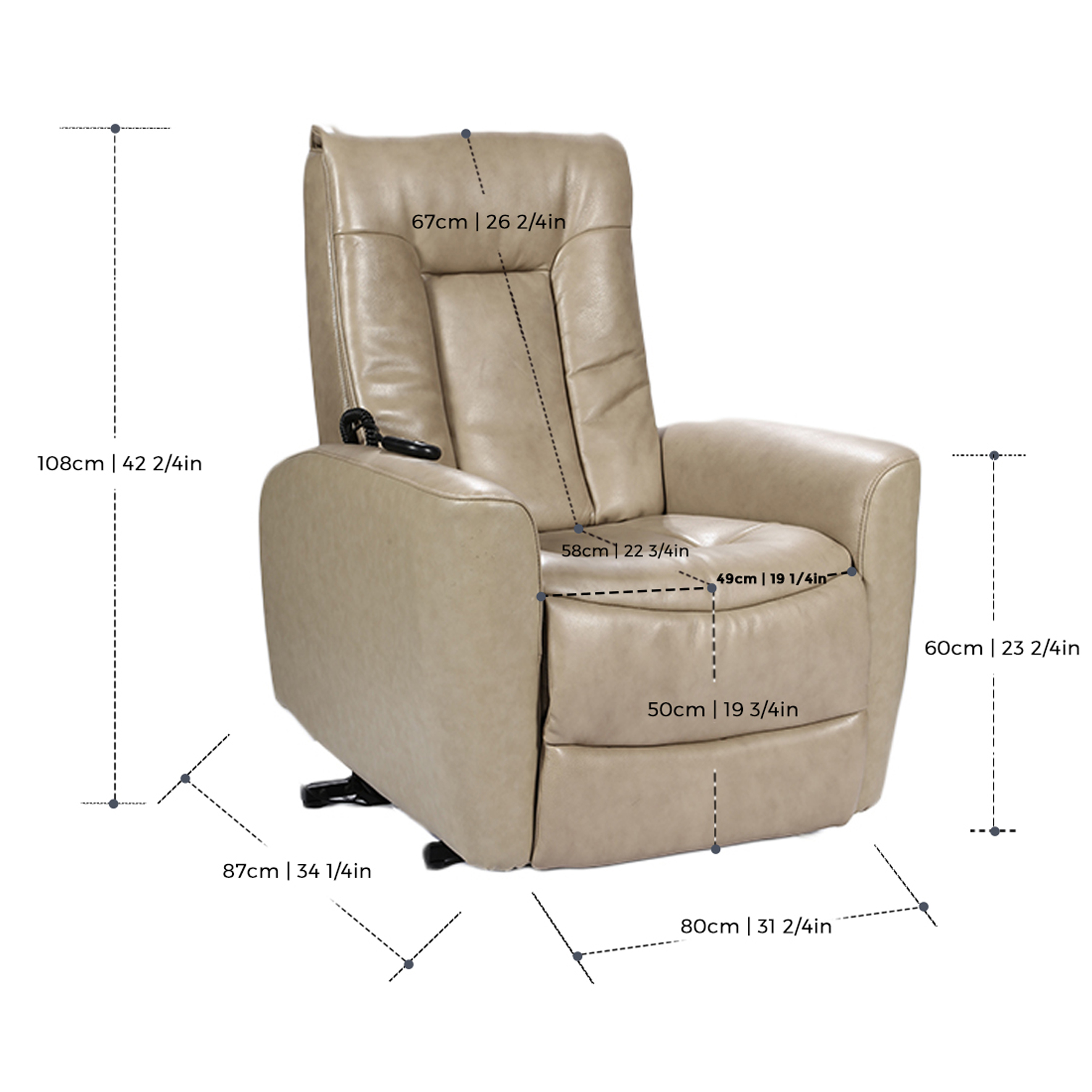 Electric Leather Liftable Recliner for The Elderly with Wire Control LE2015
