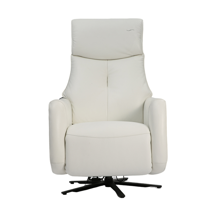 Postmodern Minimalist Bedroom Genuine Leather Accent Swivel Chaise Lounge Chair LE3013