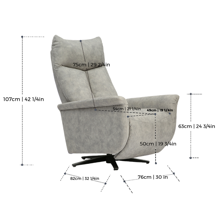 High Back Sitting Room Chair Leather Bedroom Swivel Sofa Reclining Push Back Lounge Chair For Living Room LE3005