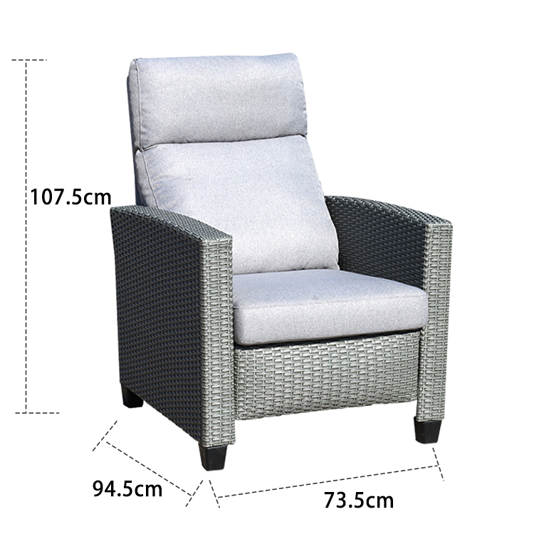 Push Back Function Unique Weaving Rattan Craft Single Recliner Sofa HW2002