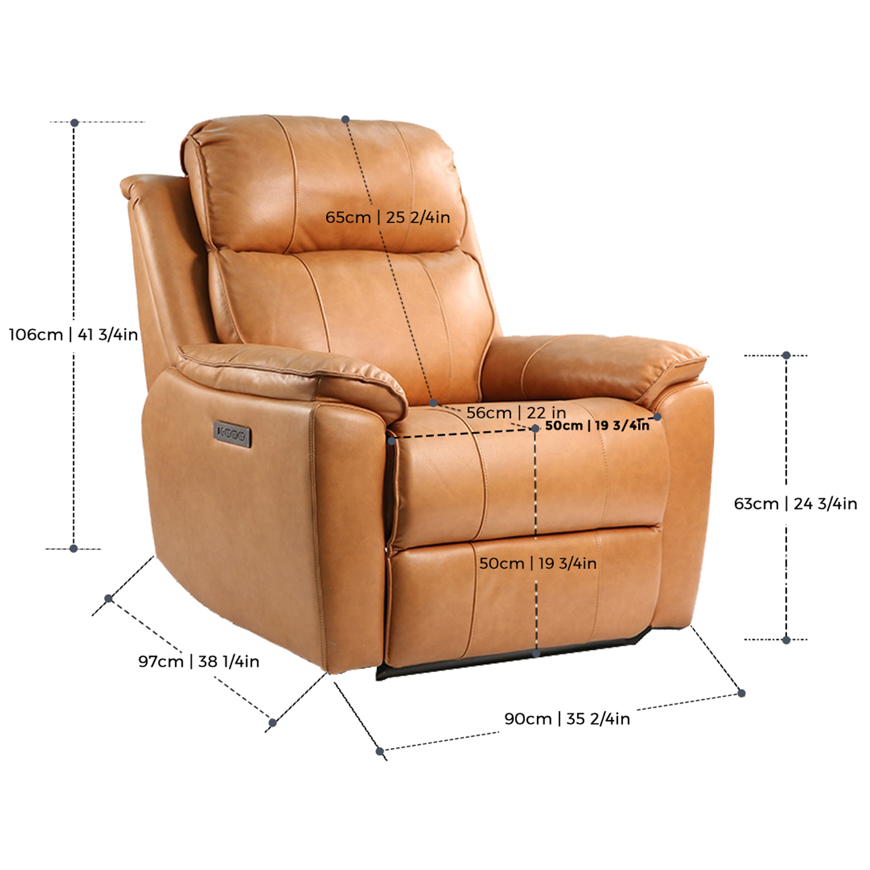 American Wide Seat Electric Function Single Recliner Chair LE2033