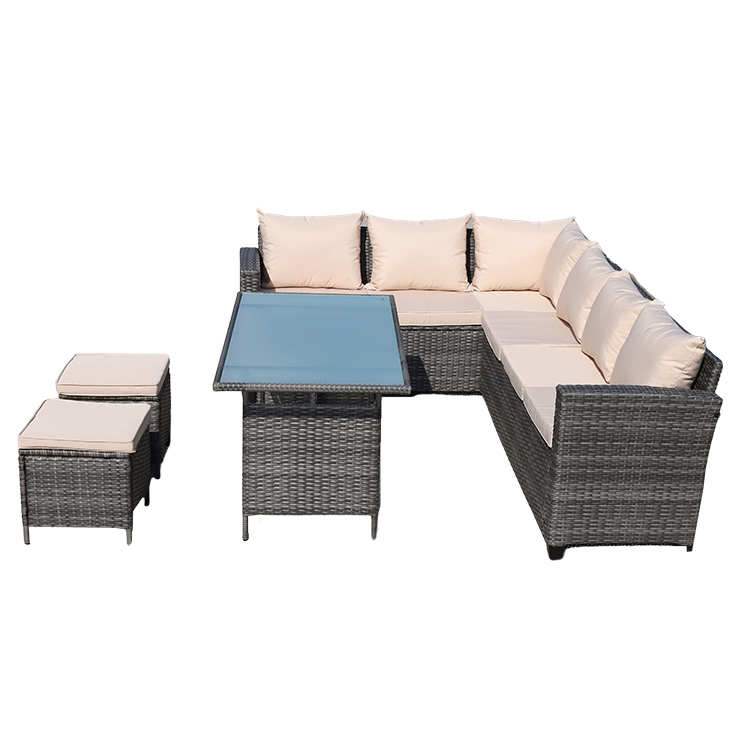 Outdoor Corner Rattan Leisure Combined Sofa with Coffee Table HW1001