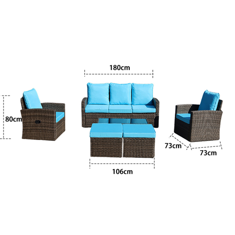 Nano-level Waterproof Fabric Rattan Weaving Craft Outdoor Leisure Sofa Multi-person Combination Sofa HW1006