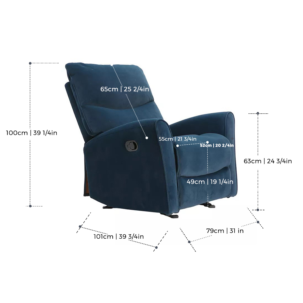 New Design Modern One Seat Armchair Home Theater Fabric Lazy Manual Recliner Chair LE2126