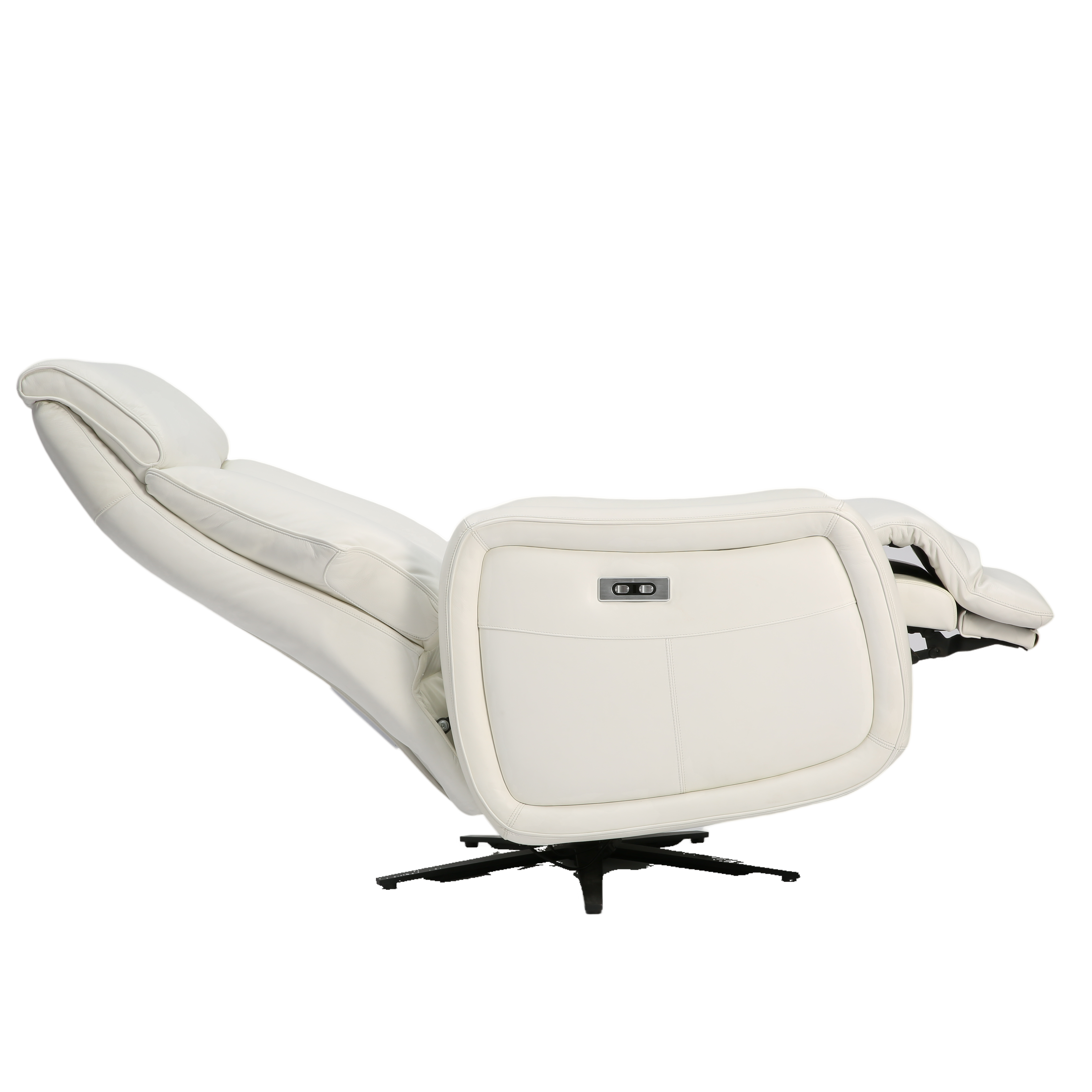 Postmodern Minimalist Bedroom Genuine Leather Accent Swivel Chaise Lounge Chair LE3013