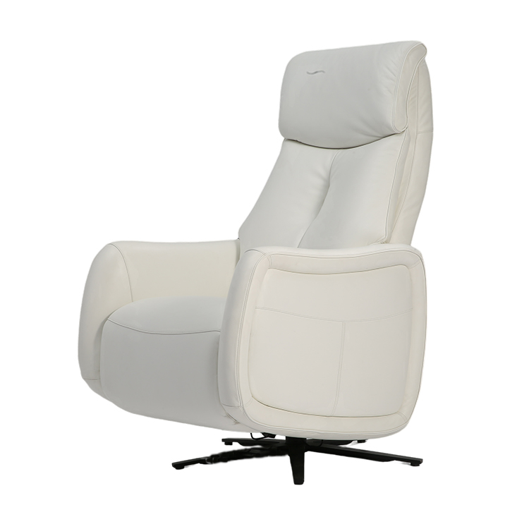 Postmodern Minimalist Bedroom Genuine Leather Accent Swivel Chaise Lounge Chair LE3013