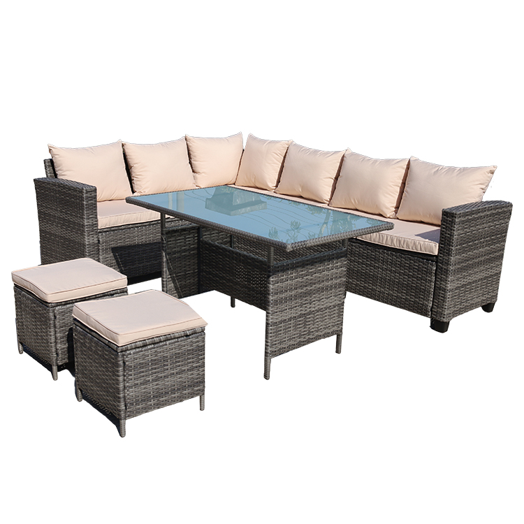 Outdoor Corner Rattan Leisure Combined Sofa with Coffee Table HW1001