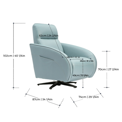 Light Blue Multi-angle Adjustment Manual Push Back Rotating Indoor Chaise Lounge Chair LE3017