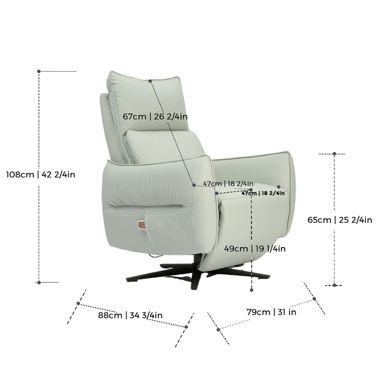 8 Points Vibrating Massage Swivel Unique Accent Lounge Chair With Five-star Base In Living Room LE3012