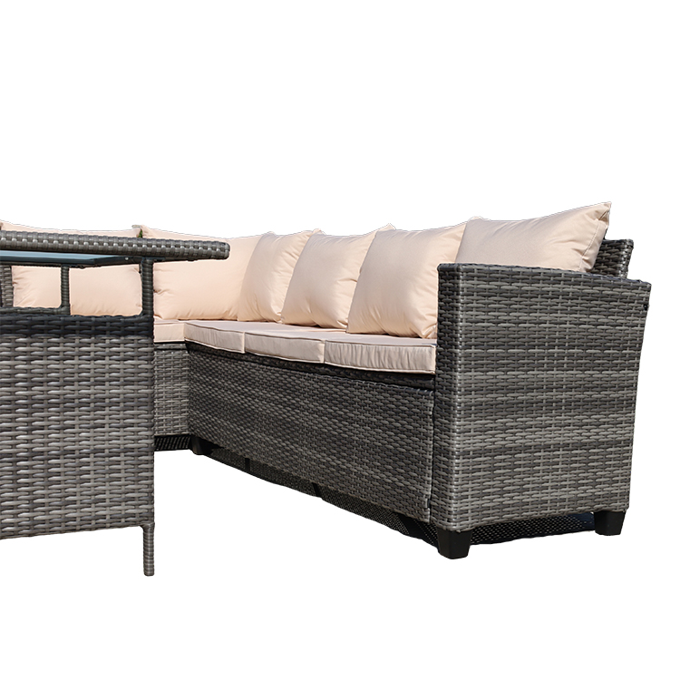 Outdoor Corner Rattan Leisure Combined Sofa with Coffee Table HW1001