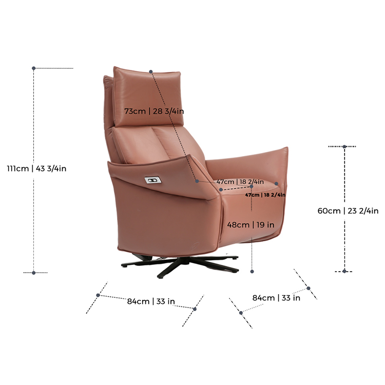 Living Room Furniture Creative Armrest High Back Rotating Leather Chaise Lounge Chair LE3011