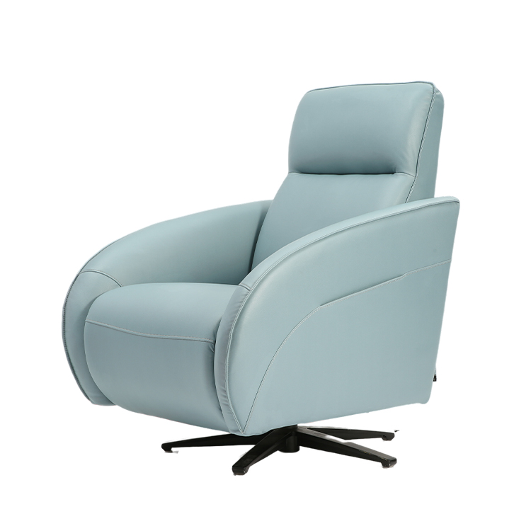Light Blue Multi-angle Adjustment Manual Push Back Rotating Indoor Chaise Lounge Chair LE3017